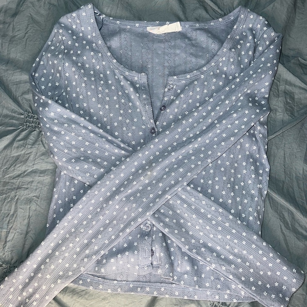Blue floral sweater and tank top set